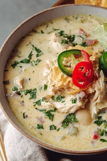 Creamy White Chicken Chili with Coconut Milk