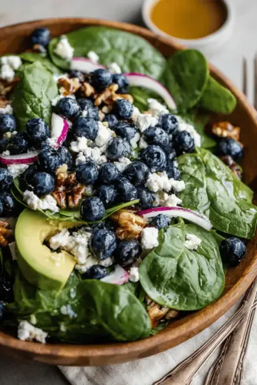 Blueberry Goat Cheese Spinach Salad