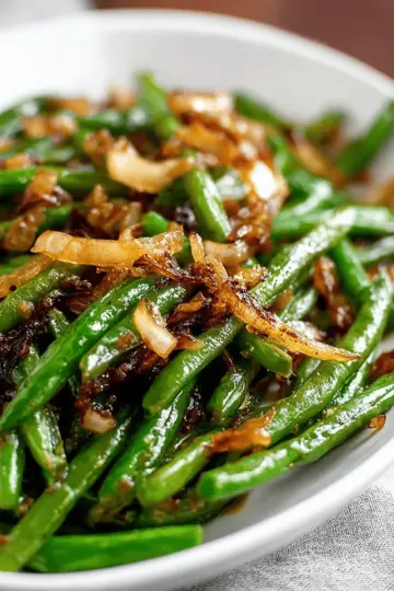 Caramelized Onions Sautéed Green Beans