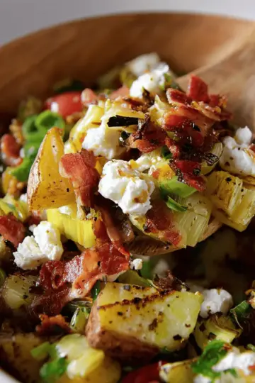Caramelized Leek, Bacon, and Goat Cheese Potato Salad
