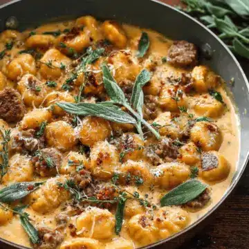 Creamy Butternut Squash Gnocchi with Sausage, Thyme, and Sage