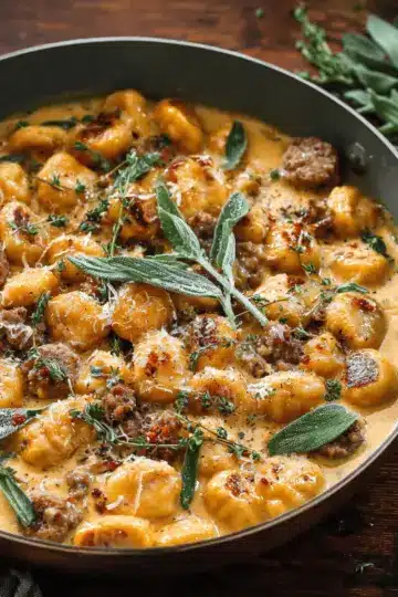 Creamy Butternut Squash Gnocchi with Sausage, Thyme, and Sage