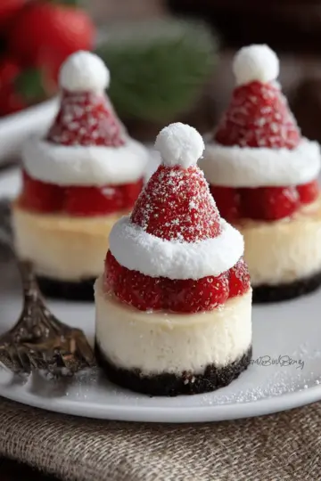 Mini Santa Hat Cheesecakes