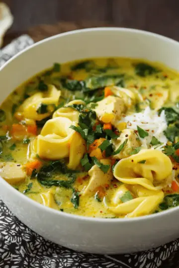 Creamy Chicken Spinach Tortellini Soup