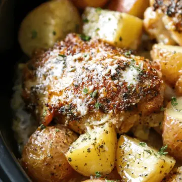 Slow Cooker Garlic Parmesan Chicken and Potatoes