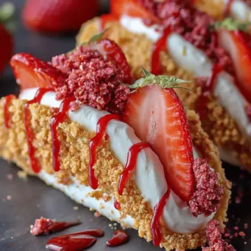 Strawberry Crunch Cheesecake Tacos