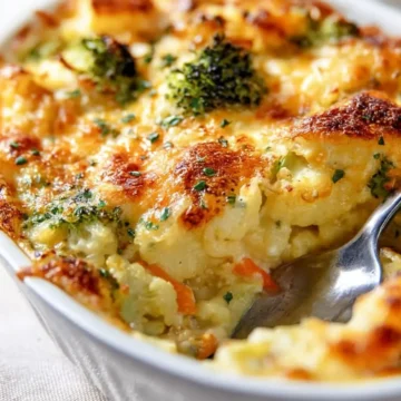 Cheddar Broccoli Cauliflower Gratin