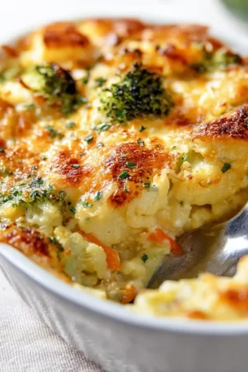 Cheddar Broccoli Cauliflower Gratin