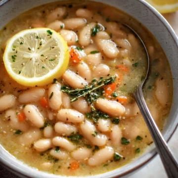 Greek White Bean Soup With Garlic & Lemon