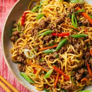 Mongolian ground beef noodles