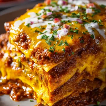 New Mexico Style Stacked Red Enchiladas