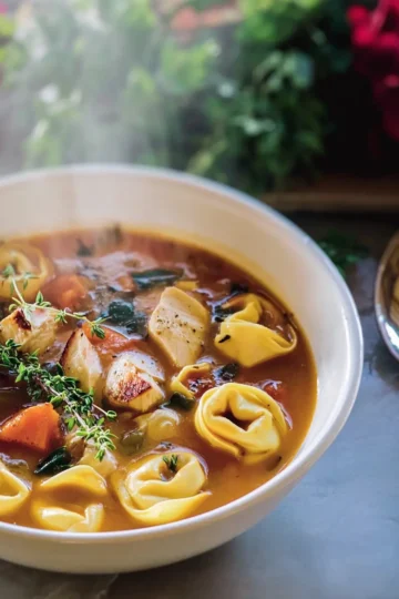 Fire Roasted Chicken Tortellini Soup