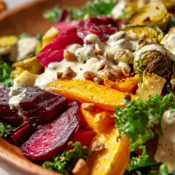 Winter Roasted Vegetable Salad with Lemon Tahini Dressing