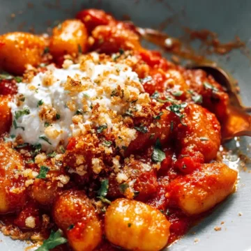 Millionaire Gnocchi with Red Sauce, Herbed Ricotta, and Golden Crispies