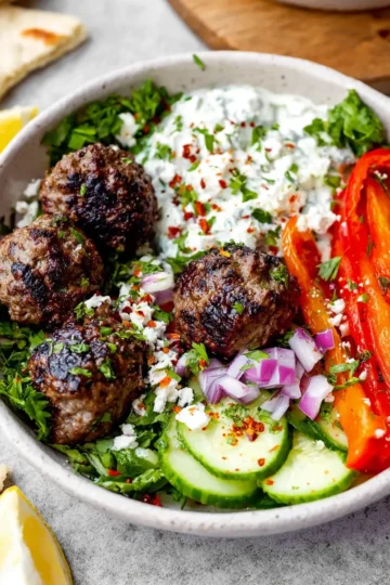 Greek Meatball Bowls