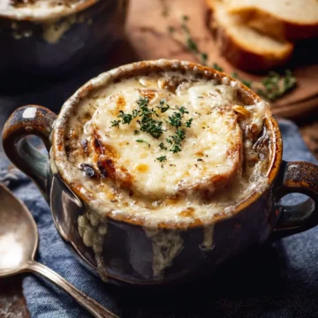 Creamy French Onion and Mushroom Soup.
