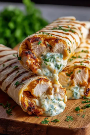 Cheesy Garlic Chicken Wraps