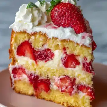 Strawberry Custard Delight Cake Recipe