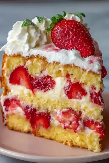 Strawberry Custard Delight Cake Recipe