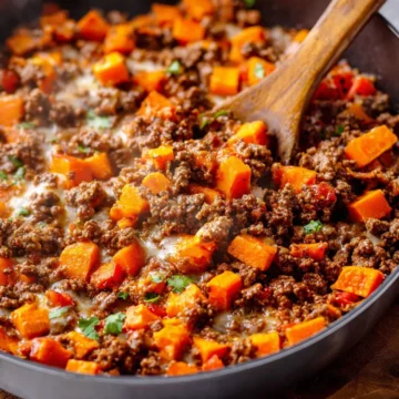 Southwest Ground Beef and Sweet Potato Skillet