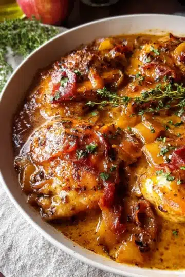 Apple Cider Smothered Chicken.