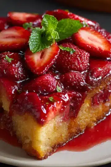 Upside‑Down Strawberry Cake