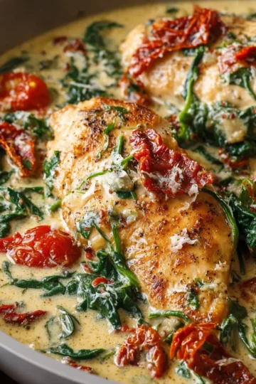 Creamy Tuscan Chicken with Spinach & Sun-Dried Tomatoes