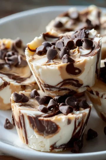 Frozen Peanut Butter Chocolate Greek Yogurt Swirl Bites