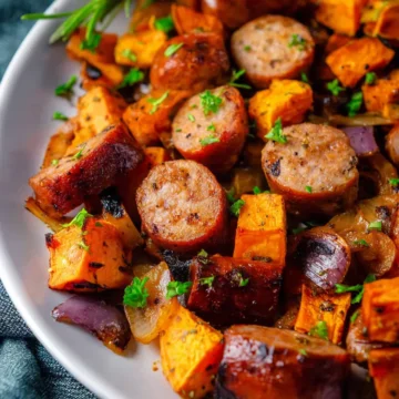 Sheet Pan Sausage and Sweet Potatoes