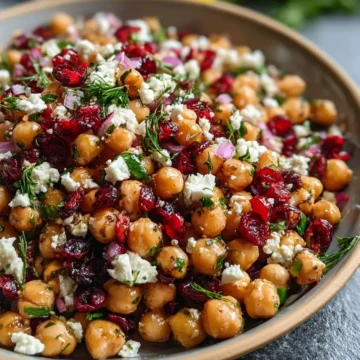 Feta and Cranberry Chickpeas with Lemon Vinaigrette