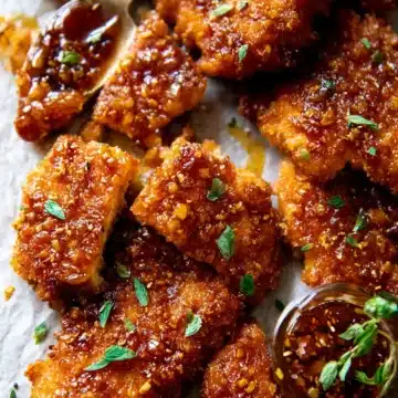 Baked Crunchy Hot Honey Chicken.