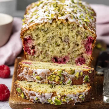 Pistachio Raspberry Loaf Cake