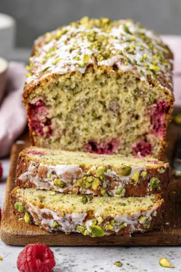 Pistachio Raspberry Loaf Cake
