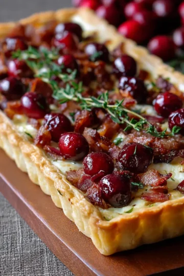 Cranberry Brie Tart with Pancetta & Thyme