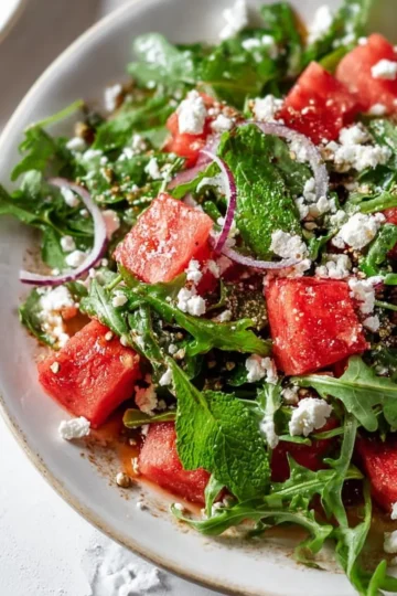 Watermelon Arugula and Feta Salad