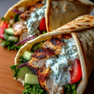 Mediterranean Greek Chicken Wraps with Garlic Yogurt Sauce