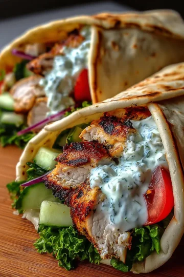 Mediterranean Greek Chicken Wraps with Garlic Yogurt Sauce