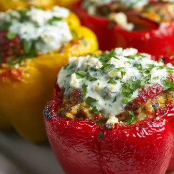 Greek Stuffed Peppers with Tzatziki Sauce