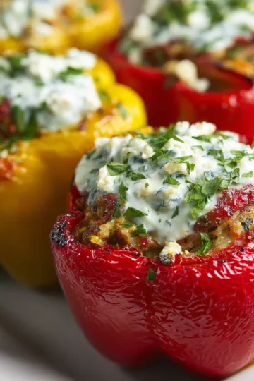 Greek Stuffed Peppers with Tzatziki Sauce