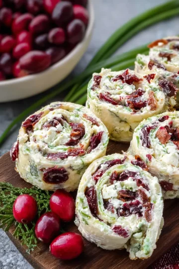 Cranberry Feta Pinwheels with Cream Cheese