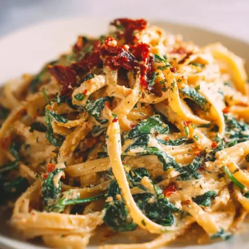 Linguine with Spinach and Sun-Dried Tomato Cream Sauce