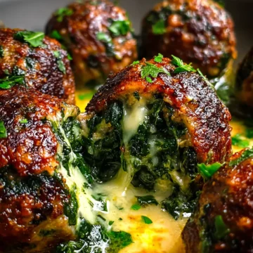 Spinach Garlic Mozzarella Meatballs