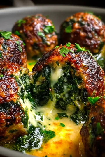 Spinach Garlic Mozzarella Meatballs