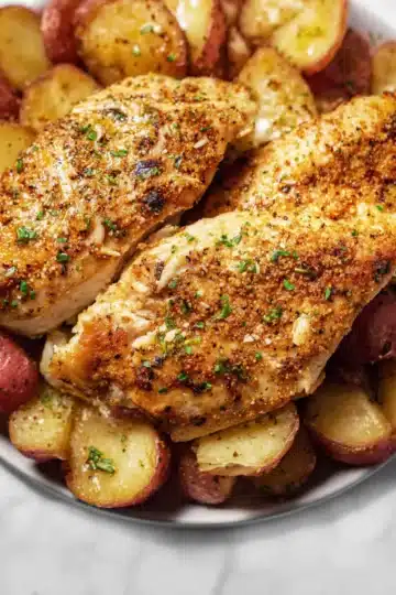 Crockpot Garlic Parmesan Chicken and Potatoes