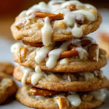 White Chocolate Caramel Pretzel Cookies