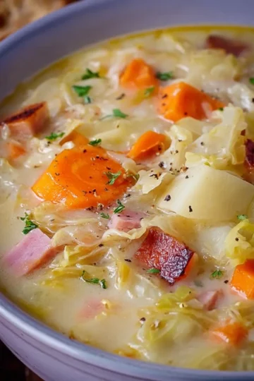 Creamy Ham and Cabbage Soup