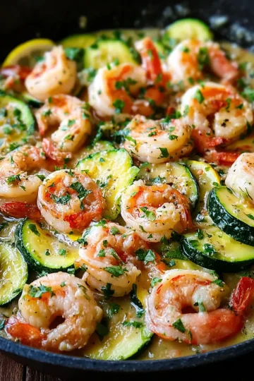 One-Pan Creamy Garlic Shrimp & Zucchini Skillet