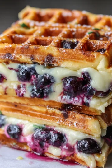 Brie and Blueberry Waffle Grilled Cheese