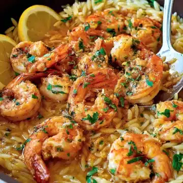 Shrimp Orzo In Lemon Garlic Sauce