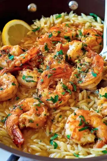 Shrimp Orzo In Lemon Garlic Sauce